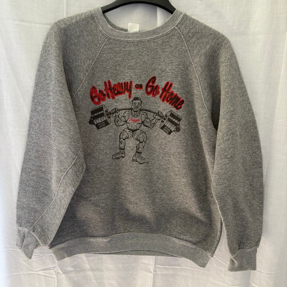Discus Athletic Vintage Gym Sweatshirt Go Heavy or Go Home Weightlifitng XL